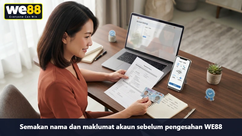 Semakan nama dan maklumat akaun sebelum pengesahan WE88