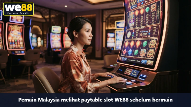 Pemain Malaysia melihat paytable slot WE88 sebelum bermain